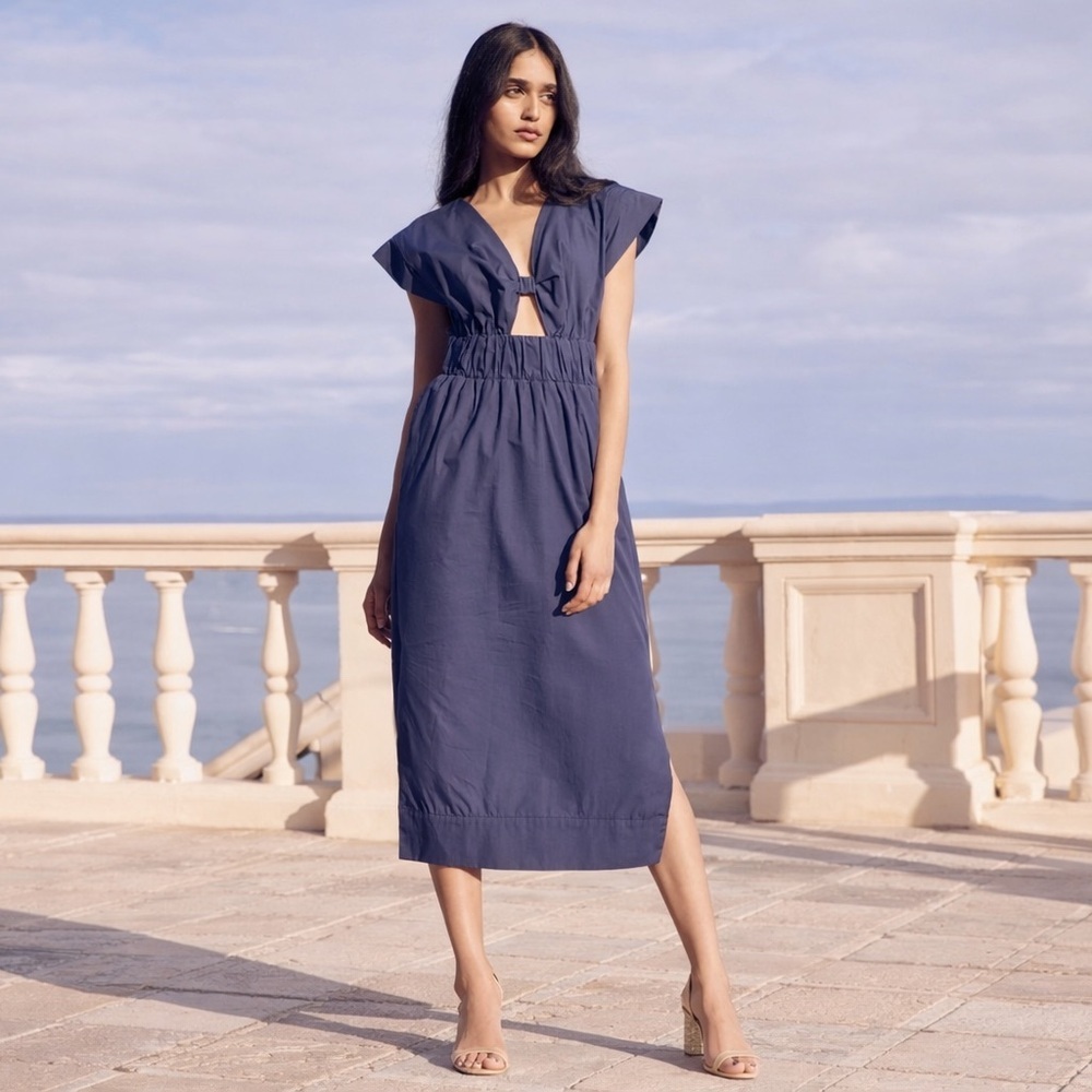 MISA Los Angeles Claudine Dress – Midnight Blue Poplin